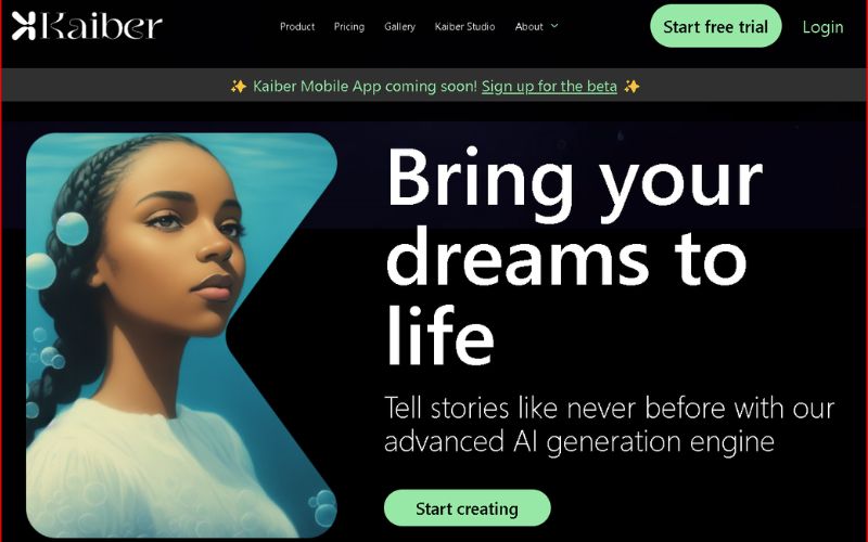 Công cụ tạo video từ ảnh bằng AI Kaiber AI